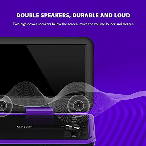 ieGeek 29cm Portable DVD Player, 5hr Battery, Purple