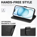 TUCCH PU Leather Wallet Case for iPhone 15 (15.5 cm), Black
