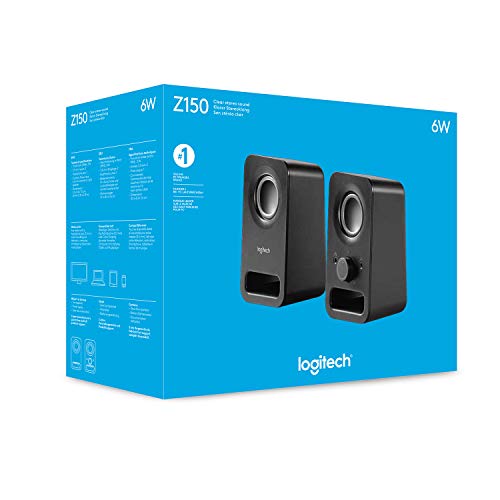 Logitech Z150 Stereo Speakers, 6W, 3.5mm Input, Black