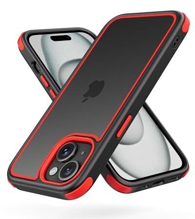 MobNano Ultra Thin Hybrid Case for iPhone 15 - Black/Red