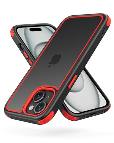 MobNano Ultra Thin Hybrid Case for iPhone 15 - Black/Red