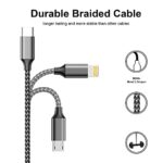 4-in-1 Multi Charger Cable, 1.2M Nylon Braided - Grey