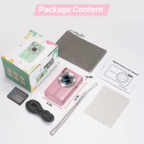 Kids 44MP 1080P Digital Camera with 6 cm Screen - Pink