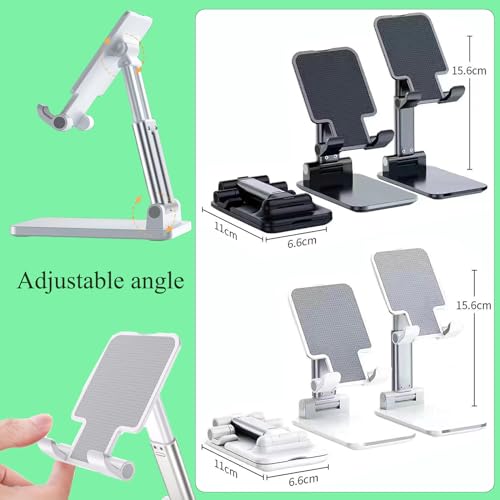 2Pcs Adjustable Phone Stand, Black + White
