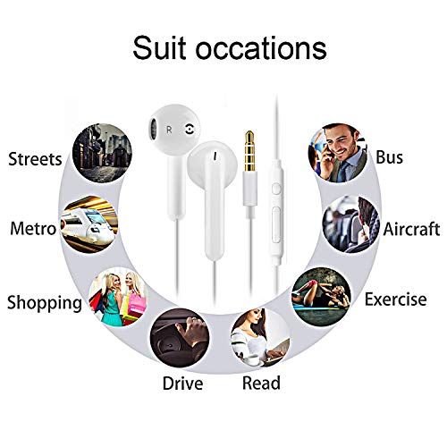 2 Pack Wired In-Ear Earphones with Mic, Noise Isolating