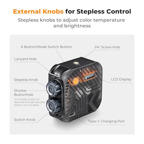 K&F Concept Magnetic LED Light, 2500K-9900K, CRI 96+, Black