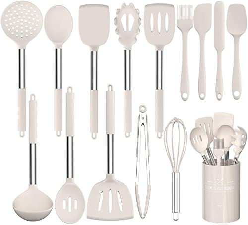 Umite Chef 15pcs Silicone Kitchen Utensil Set (Khaki)