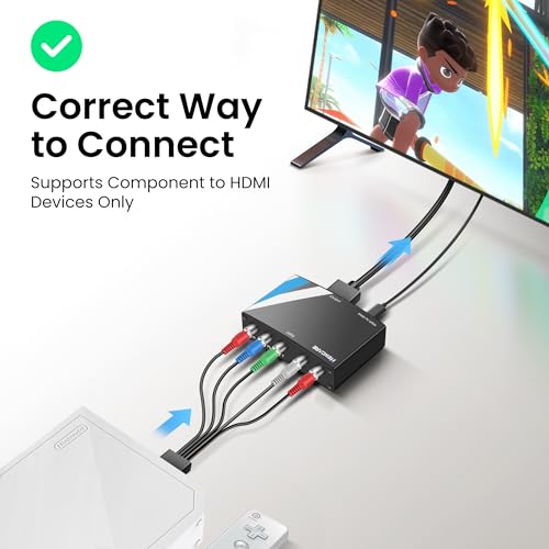 Component to HDMI Converter, 5RCA RGB+R/L Audio, 1080P