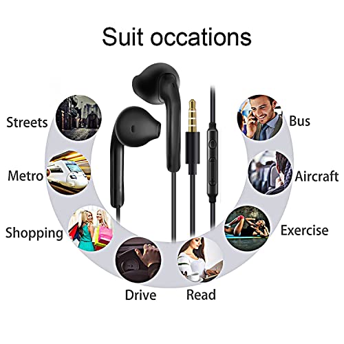 2 Pack Wired Earphones with Mic for Phones & Tablets