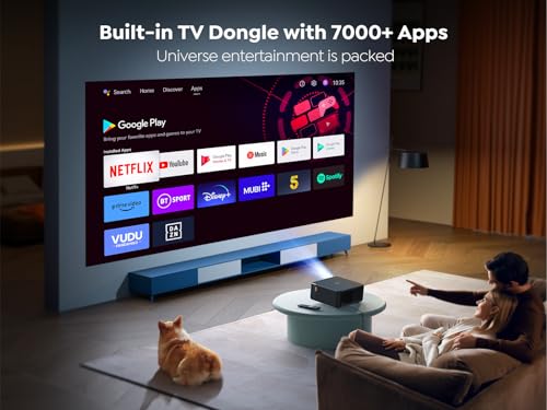 4K Android TV Projector, 800 ANSI, WiFi6, Bluetooth, FHD