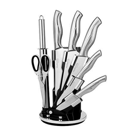 nuovva Kitchen Knife Set with 360° Rotating Stand