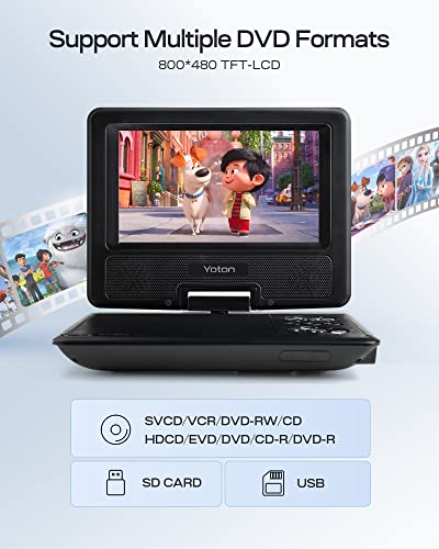 YOTON 24cm Portable DVD Player with 19cm HD Swivel Screen