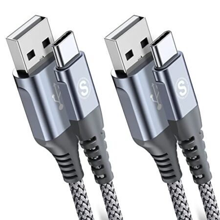 2-Pack 2M USB C 3.1A Fast Charger for iPhone/Samsung/Pixel