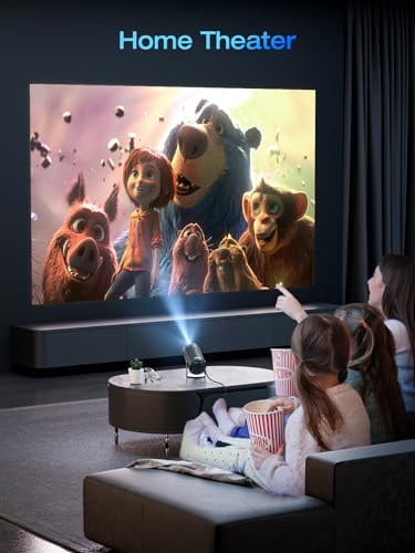Mini WiFi Bluetooth Projector, 15000 Lux, 4K, 180° Rotation