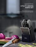 16-Piece German Steel Knife Set with Block by Yabano