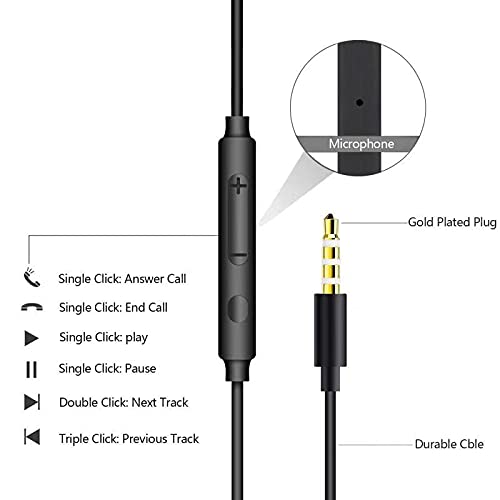 2 Pack Wired In-Ear Earphones with Mic, Noise Isolating