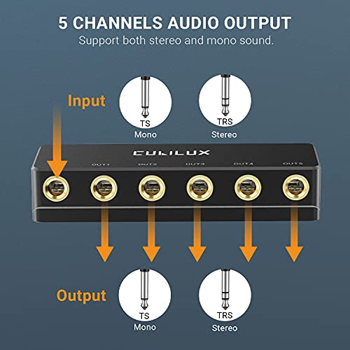 Cubilux 5-Channel 6.35mm Headphones Splitter Box, 5-Way