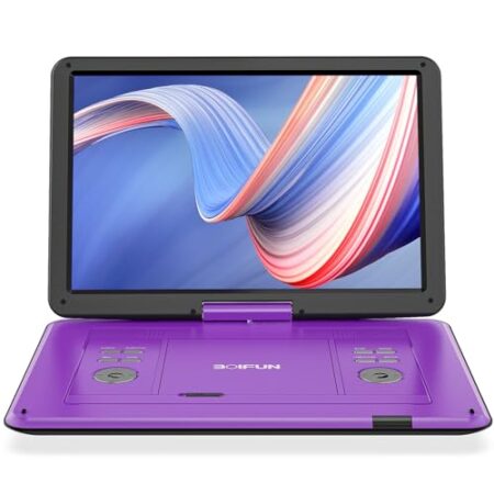 BOIFUN 39.6cm Portable DVD Player, 15.6" HD Screen, Purple