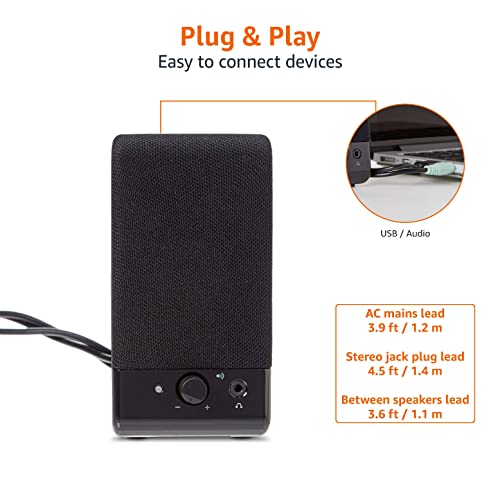 Amazon Basics USB-Powered Computer Speakers, Black