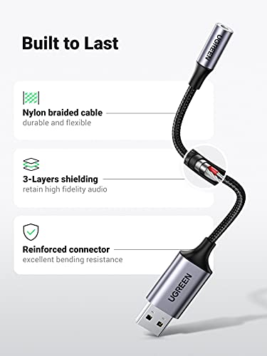 UGREEN USB to 3.5mm Audio Adapter External Sound Card