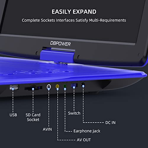 DBPOWER 40cm Portable DVD Player, 6hr Battery, Blue