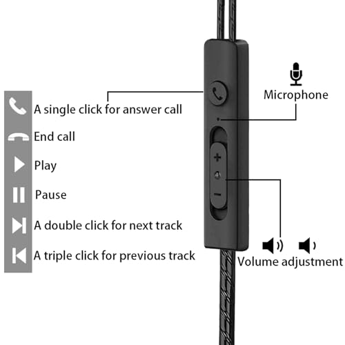 3 Pack Wired In-Ear Earphones with Mic, 3.5 mm, Noise Isolating