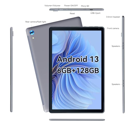 HiGrace 25.4 cm Android 13 Tablet, 8GB+128GB/1TB, Gray