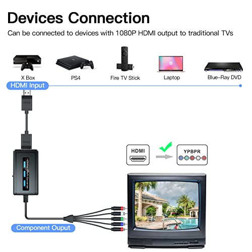 PARUIEN 1080P HDMI to Component Converter with Scaling