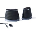 Amazon Basics Stereo 2.0 Speakers, 3.5mm Aux, USB, Black