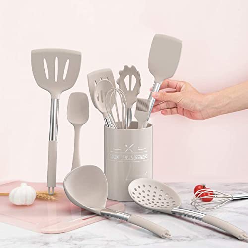 Umite Chef 15pcs Silicone Kitchen Utensil Set (Khaki)