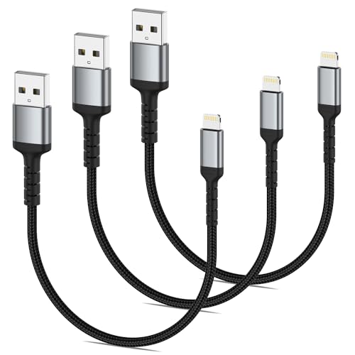 iPhone 0.3M Braided USB A to Lightning Cable 3-Pack (Black)
