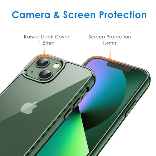 JETech Case for iPhone 13 15.5cm, Clear Back (Green)