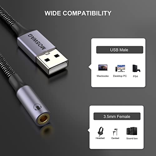 MOSWAG USB to 3.5mm Audio Adapter, External Sound Card