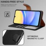 iCatchy Leather Wallet Case for Samsung Galaxy A15 (Black)