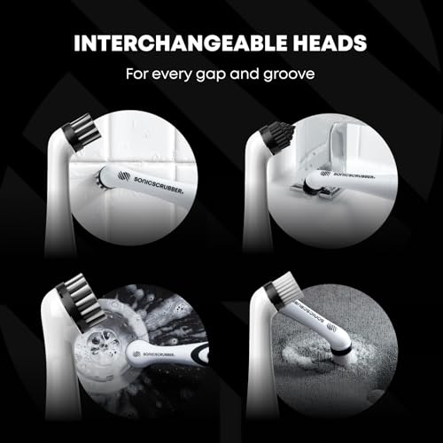 SonicScrubber Household Brush - High Power, 4 Heads, AA Batteries