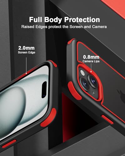 MobNano Ultra Thin Hybrid Case for iPhone 15 - Black/Red