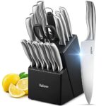 16-Piece German Steel Knife Set with Block by Yabano