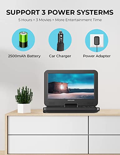 DBPOWER 25cm Portable DVD Player with 10" Swivel Screen