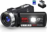 QUICKCLAP 64MP 8K Camcorder with 32GB SD Card & Accessories