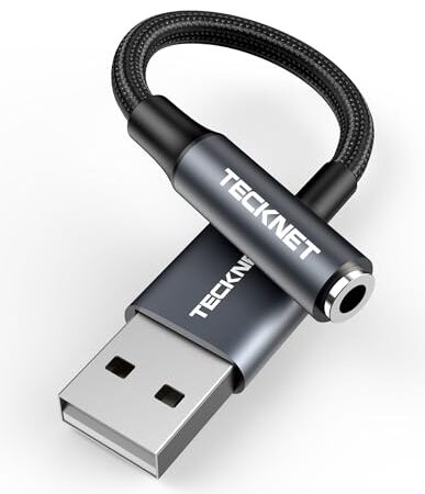 TECKNET USB to 3.5mm Audio Adapter for PC/PS5/PS4/Switch