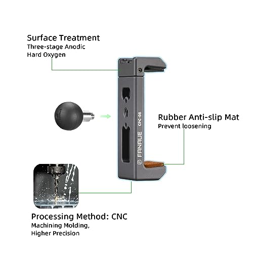 FANAUE Aluminum Phone Holder with 25mm Ball for 5.8-9.4cm Smartphones, RAM Mounts Compatible
