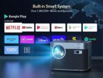 4K Android TV Projector, 800 ANSI, WiFi 6, Bluetooth, 1080P