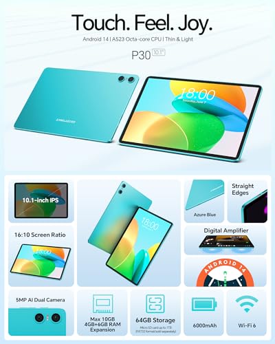 TECLAST P30 Tablet 10.1" Android 14, 10GB RAM, 64GB ROM