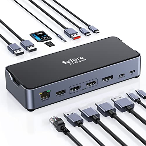 USB C Dock 15-in-1 Dual Monitor 8K/4K 100W PD Ethernet Dell HP