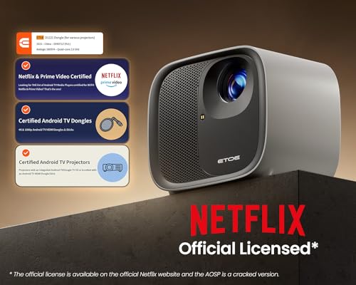 ETOE E3 Pro 4K Projector, Android TV, 600 lm, 150 cm