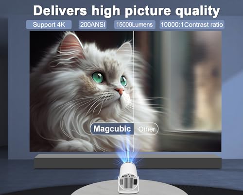 Mini 4K 1080P WiFi6 BT5.0 Android 11 Projector (White)