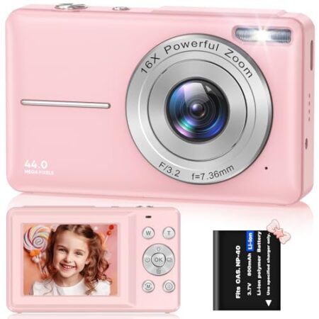 Digital Camera, 44MP, 2.4" LCD, 16X Zoom, Pink