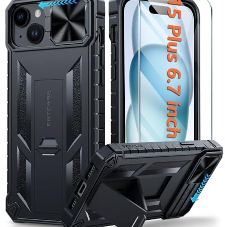 FNTCASE Rugged Shockproof Case with Kickstand for iPhone 15 Plus