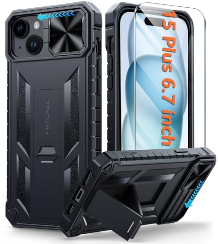 FNTCASE Rugged Shockproof Case with Kickstand for iPhone 15 Plus