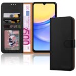 iCatchy Leather Wallet Case for Samsung Galaxy A15 (Black)